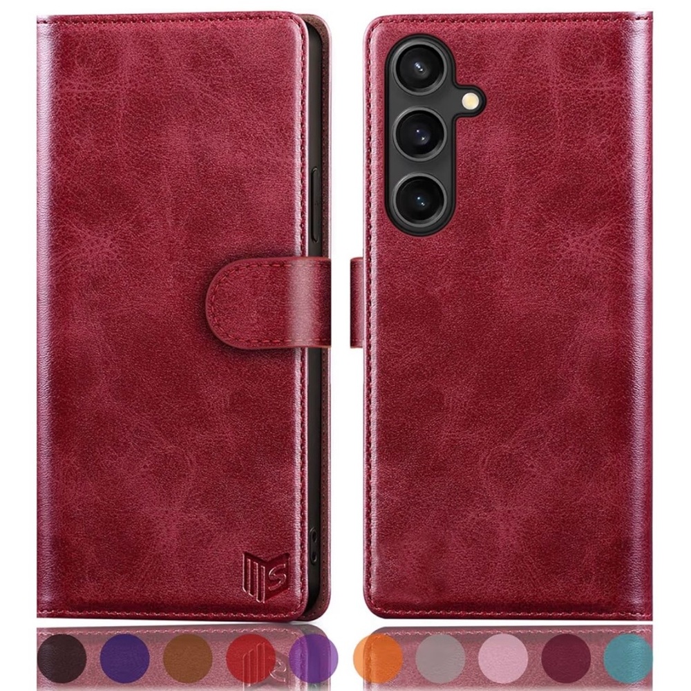 Premium Leather Phone Case for Galaxy S25 - Red (A32)